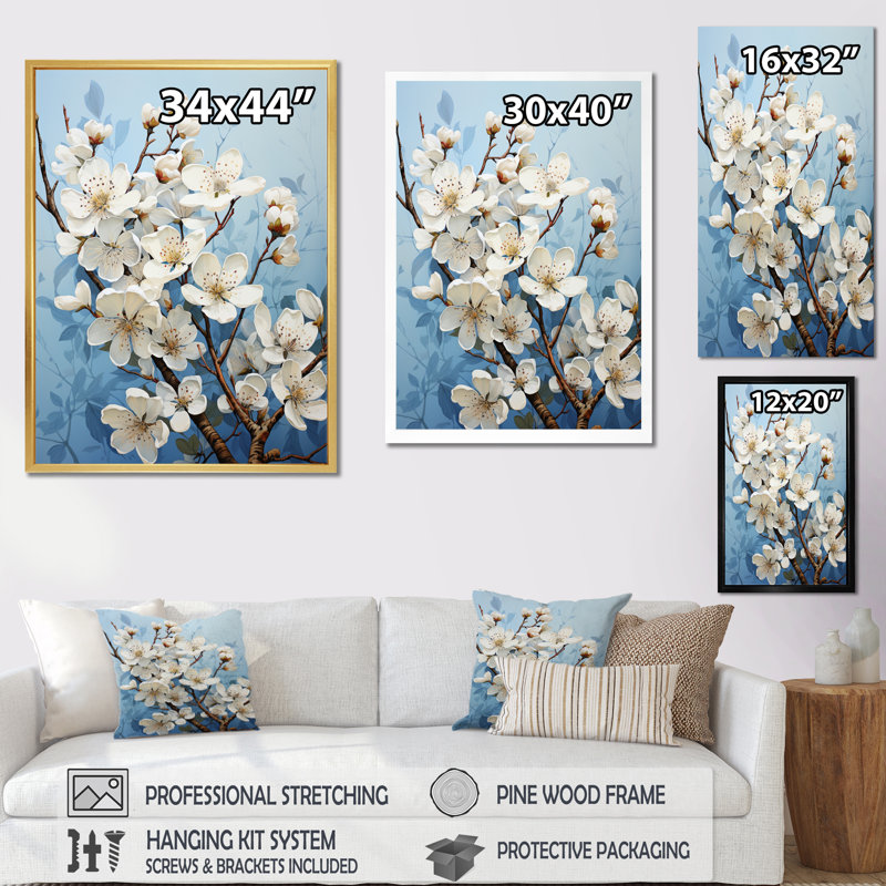 Dogwood Field Pointillism Collage VI - Décoration murale florale et botanique, H 44 po x l 34 po x P 1,5 po