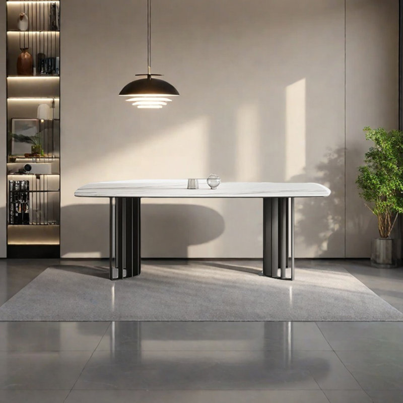 Table de salle à manger moderne en acier au carbone fritté moderne, H 29,53 po x L 62,99 po x l 31,5 po