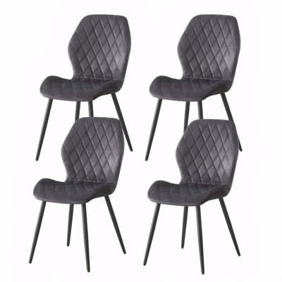 Norred Modern Velvet Dining Chair with Ergonomic Backrest, Set of 4