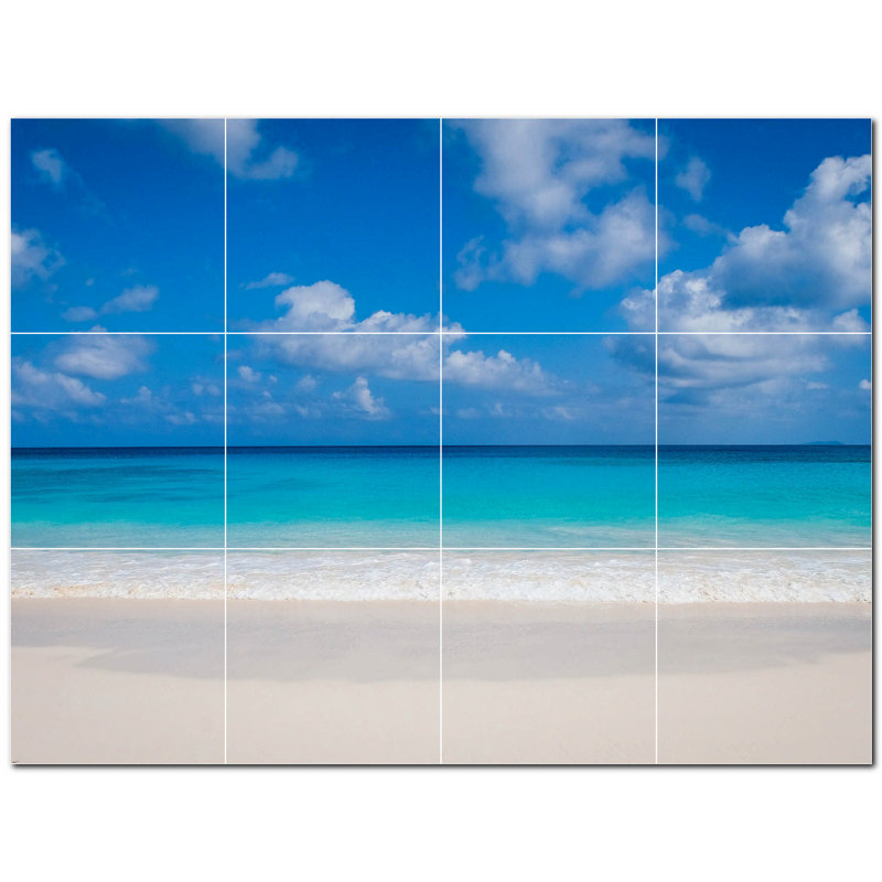 Murale en céramique satinée Beach Photo 4,25 po x 4,25 po