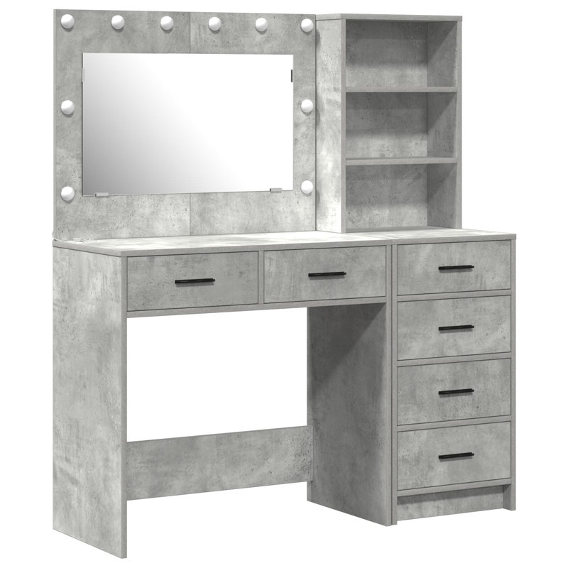 Set Of 2 Engineered Wood Standard Mirror, Concrete Grey