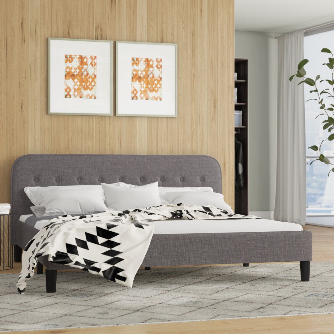 Bierman Tufted Upholstered Low Profile Platform Bed Wrought Studio™