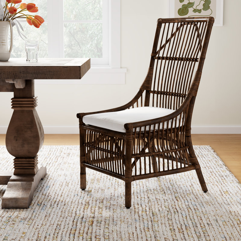 Barkley Wicker/Rattan Slat Back Side Chair, Brown