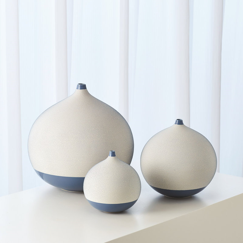 Pixelated Ball Vase, Blue, 14"H x 15"W x 15"D