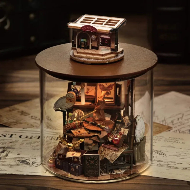 Ensemble de boîte de chambre miniature Wizardi - Ensemble de maison de poupée Time Magic
