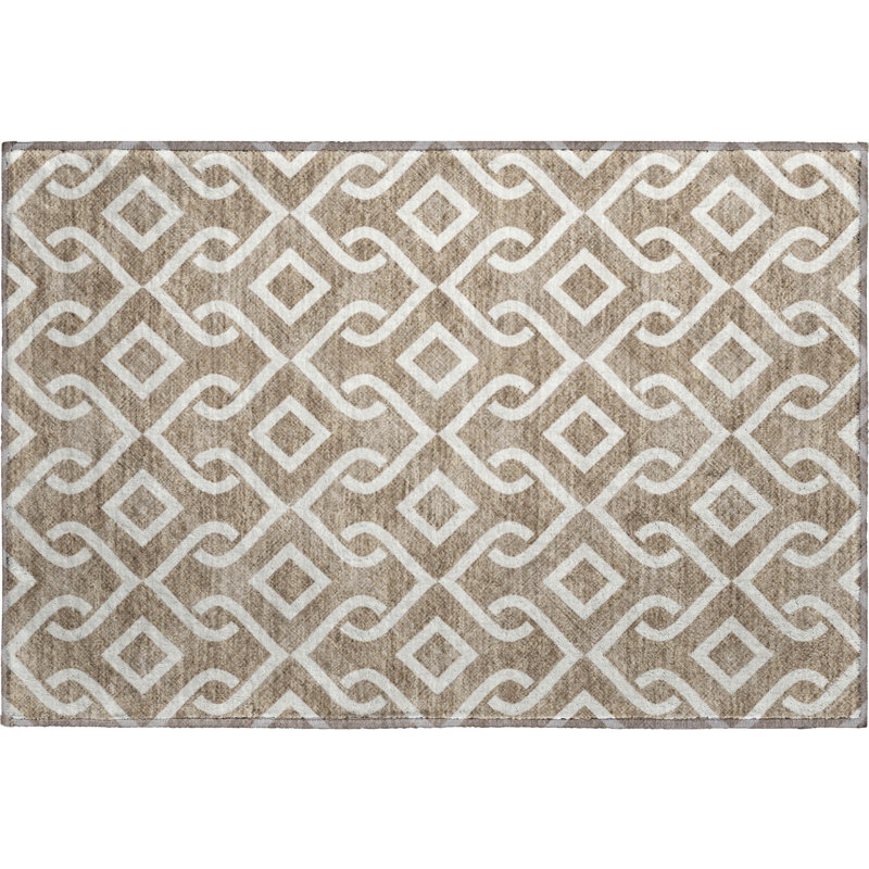 Premium Machine Washable Cerrito Brown Rug, Rectangle 1'8" x 2'6"