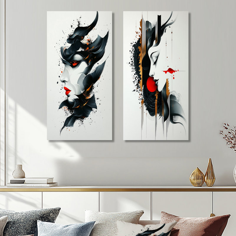 «Fractured Reality Portrait» - impression géométrique murale en métal 2 pièces, 40" H x 40" W