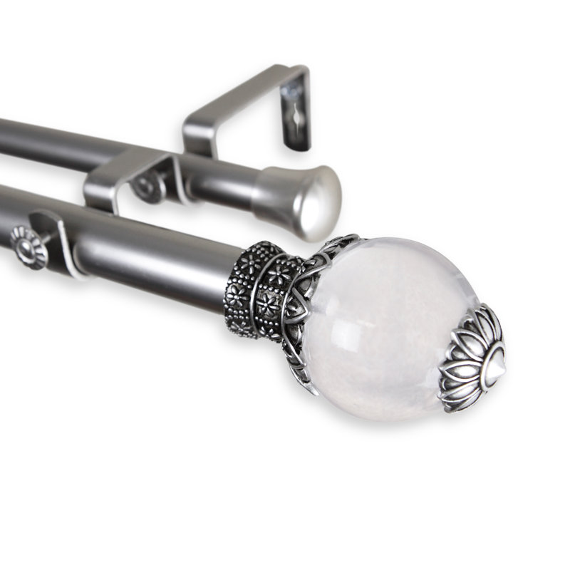 Tringle à rideaux double Deville, H 1 po x l 48 po x P 6,75 po, Nickel satiné