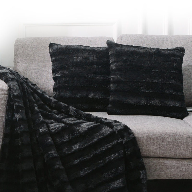 Housse et insert de coussin carré FRBIN, Noir, noir, noir, noir, H 18 po x l 18 po