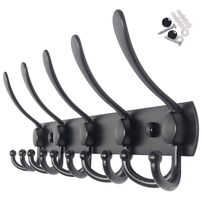Stainless Steel Wall Mounted Required 5 - Hook Wall Mounted Coat Rack, Black