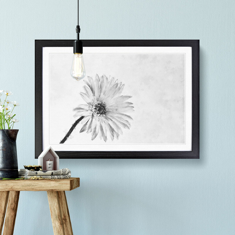 Flower Sketch - Picture Frame Graphic Art Print, 33cm H x 45cm W x 2cm D, Black Framed