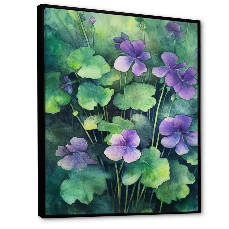 «Violets Dreamer III», reproduction sur toile, H 32 po x l 16 po x P 1 po, Cadre flottant noir