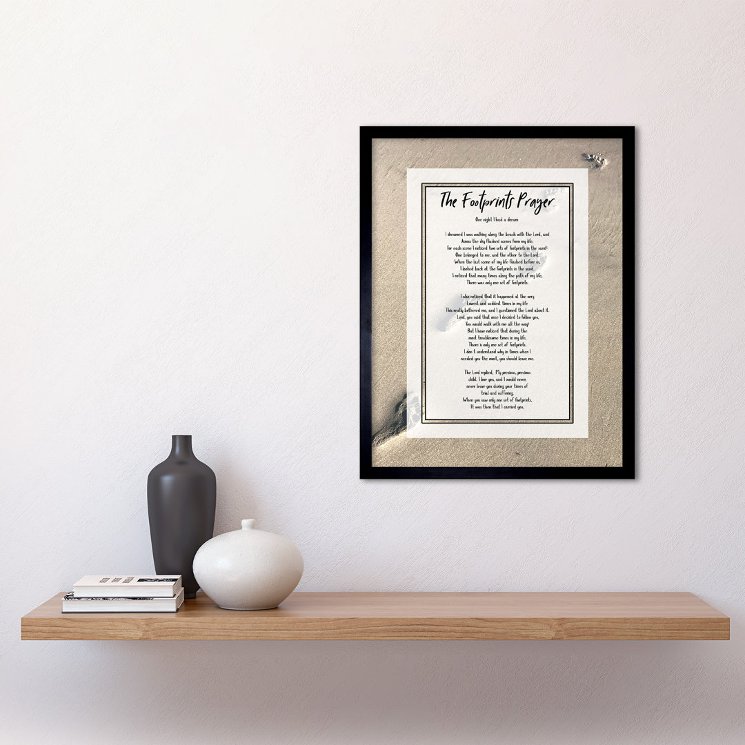 God Jesus Footprints In The Sand Poem Inspirational - Single Picture Frame Print
