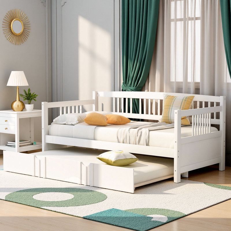 Lit de jour polyvalent classique avec lit gigogne simple - Space-Smart, Lit simple, Blanc