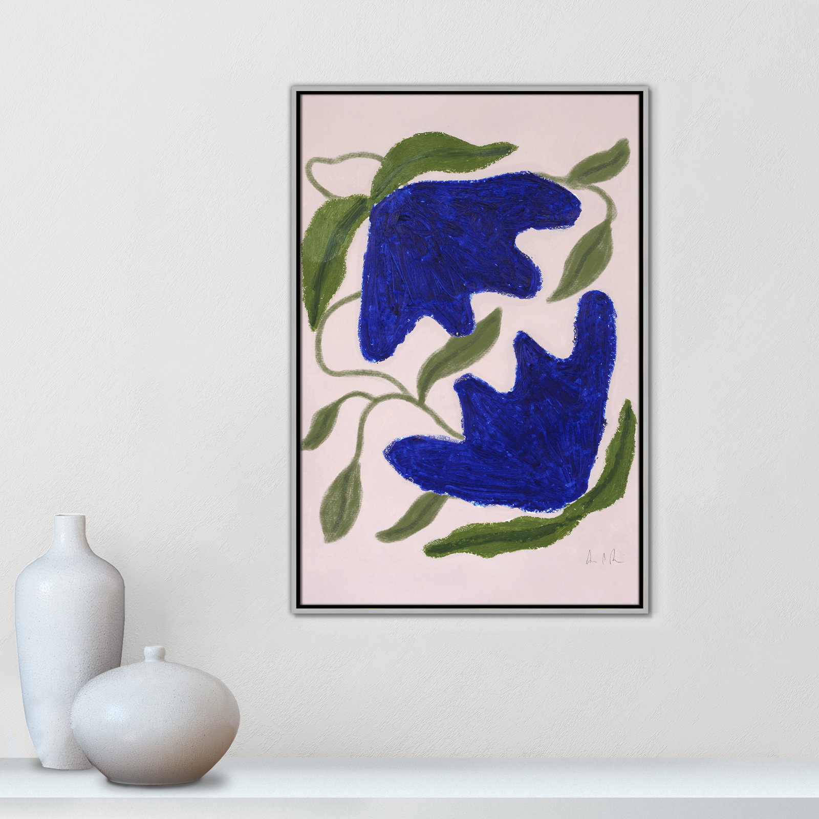 Blue Anemones No. 02 Print by Camilla Bergqvist, Silver, 37.5" H x 25.5" W