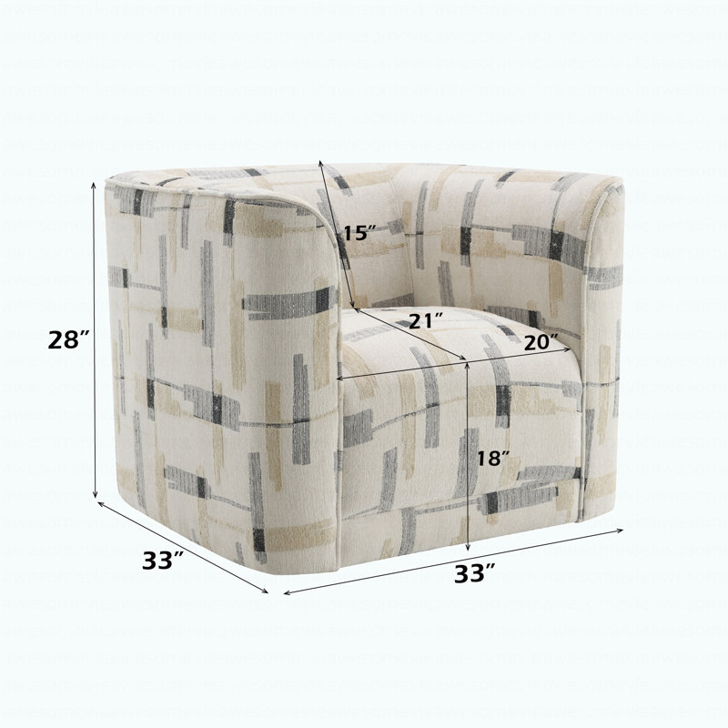 Chaise moderne en tissu beige à motif pivotant
