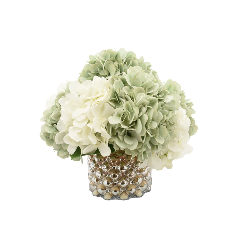 Centre de table Ceola Hortensia dans un vase, Blanc / menthe