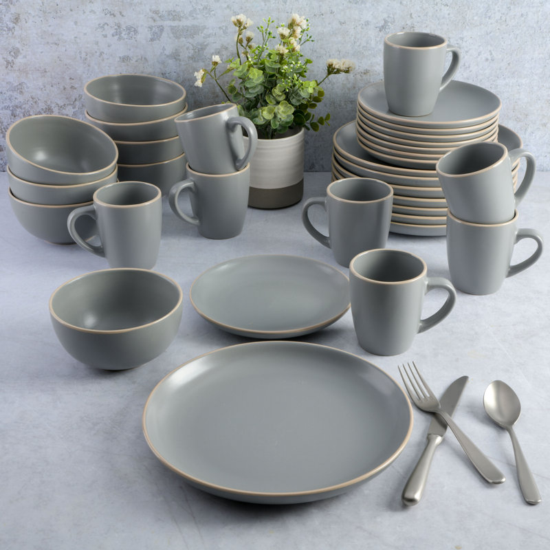 Service de table 32 pièces Gibson Home Rockaway, gris