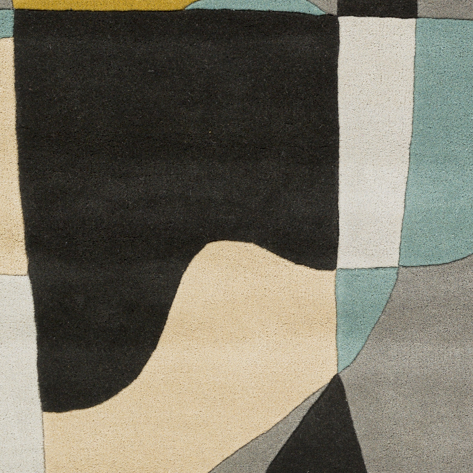 Gaye Gray Khaki Teal Hand-Tufted Geometric Rug, Rectangle 5' x 8'