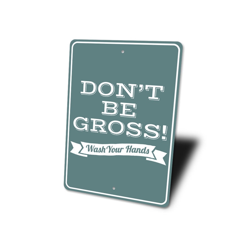 Plaque en aluminium «Wash Hands», H 14 po x l 10 po x P 0,04 po