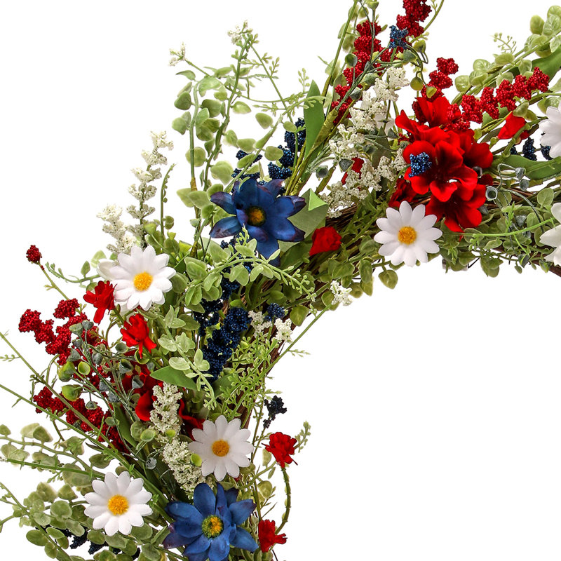 24" Geranium Daisy & Astilbe Wreath