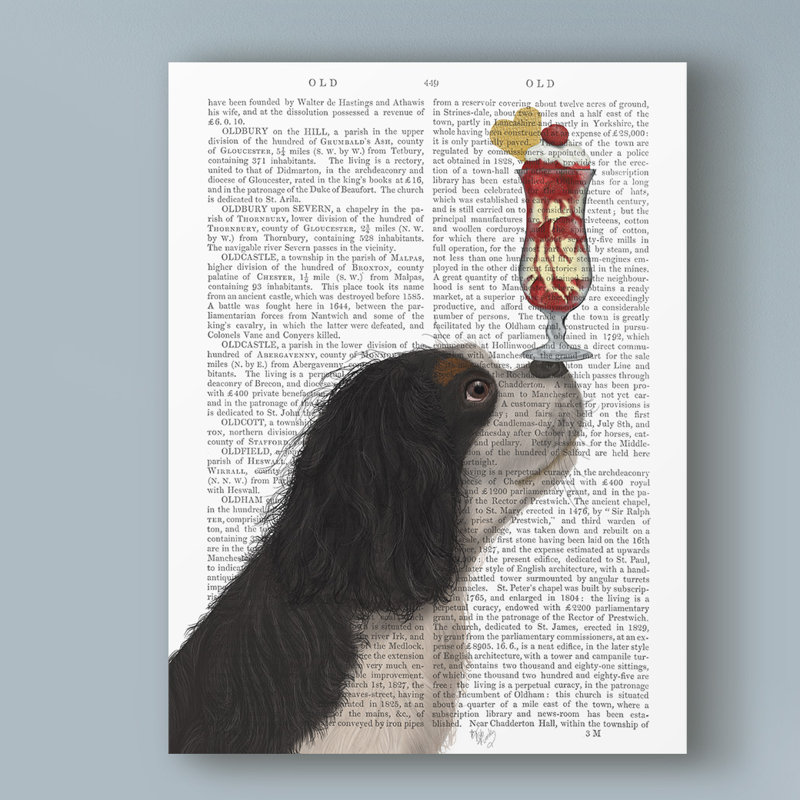 « cavalier king charles ice texte crème », reproduction d’impression sur toile tendue, H 19 po x l 14 po x P 2 po