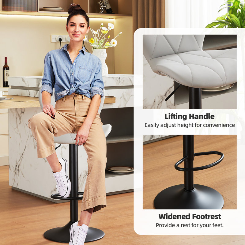 Swivel Adjustable Height Modern Bar& Counter Stool, Gray