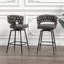 Ensemble de tabourets de bar 28 po en cuir technique 28 po avec tabourets de bar sans pieds réglables, 360 tabourets de bar pivotants avec tabouret de bar et repose-pieds-1335525664-1335525671