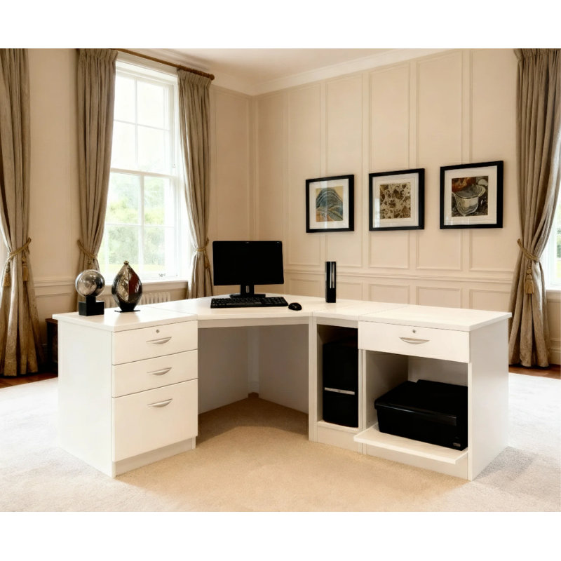 Brie Modular L-Shaped Computer Desk, White
