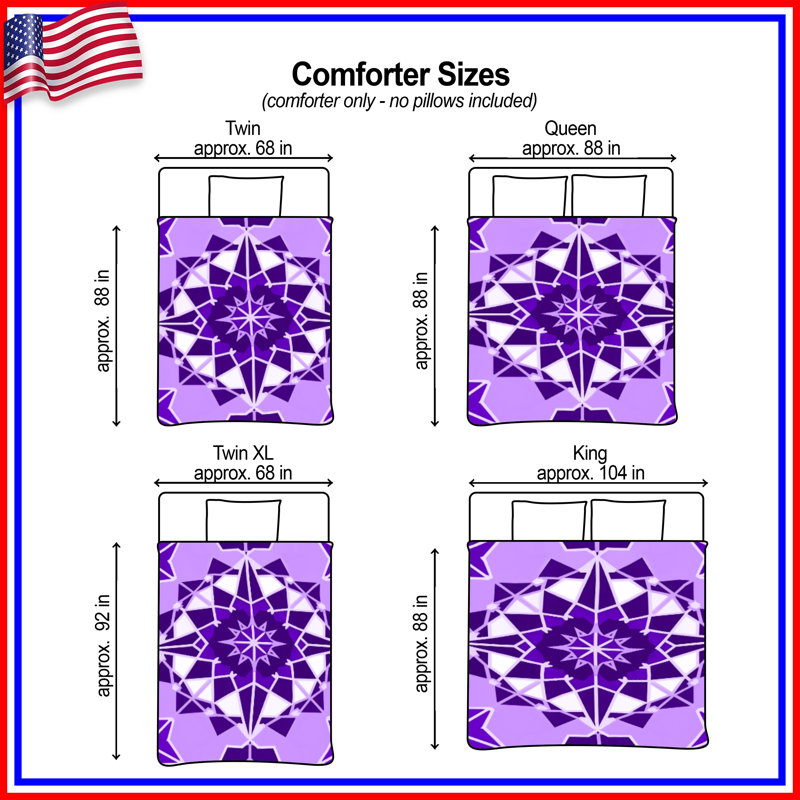 Purple Geometric Mandala Comforter, King