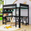 Lit mezzanine double en bois avec tablettes, DEL, station de charge et bureau intégré-505123003