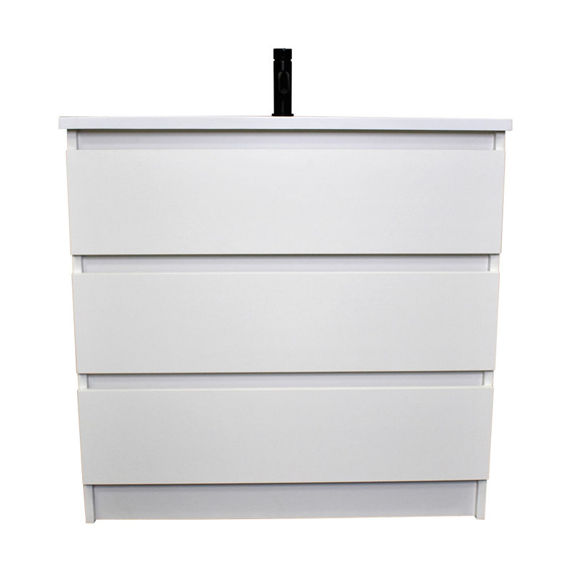 Hagerstown 36'' Single Bathroom Vanity with Resin Top, Glossy White