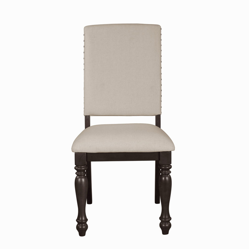 Grayish Brown Extendable Dining Set with Beige Upholstered Chairs