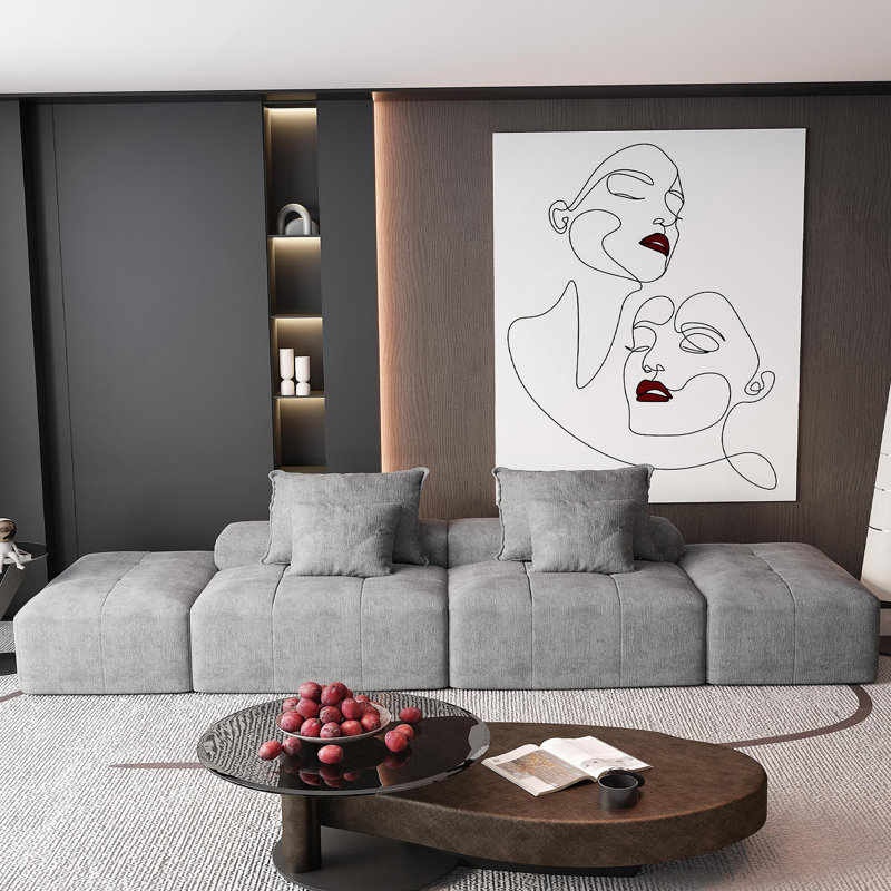 Canapé modulaire surdimensionné moderne avec repose-pieds et sièges multiples, coussins moelleux, combinaison de bricolage