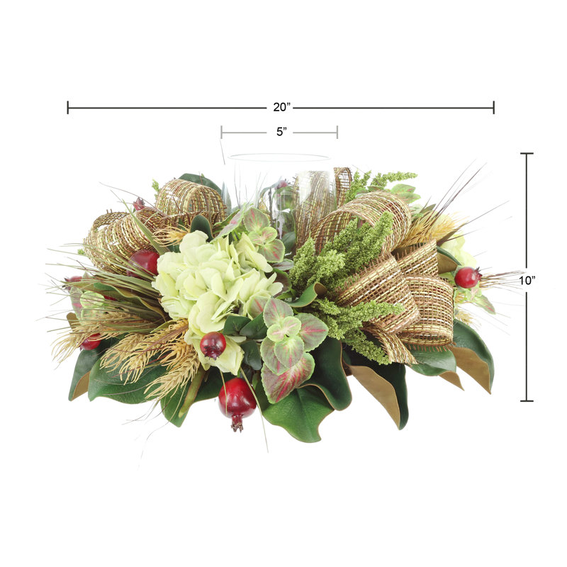 Hydrangea And Heather Floral Centerpiece