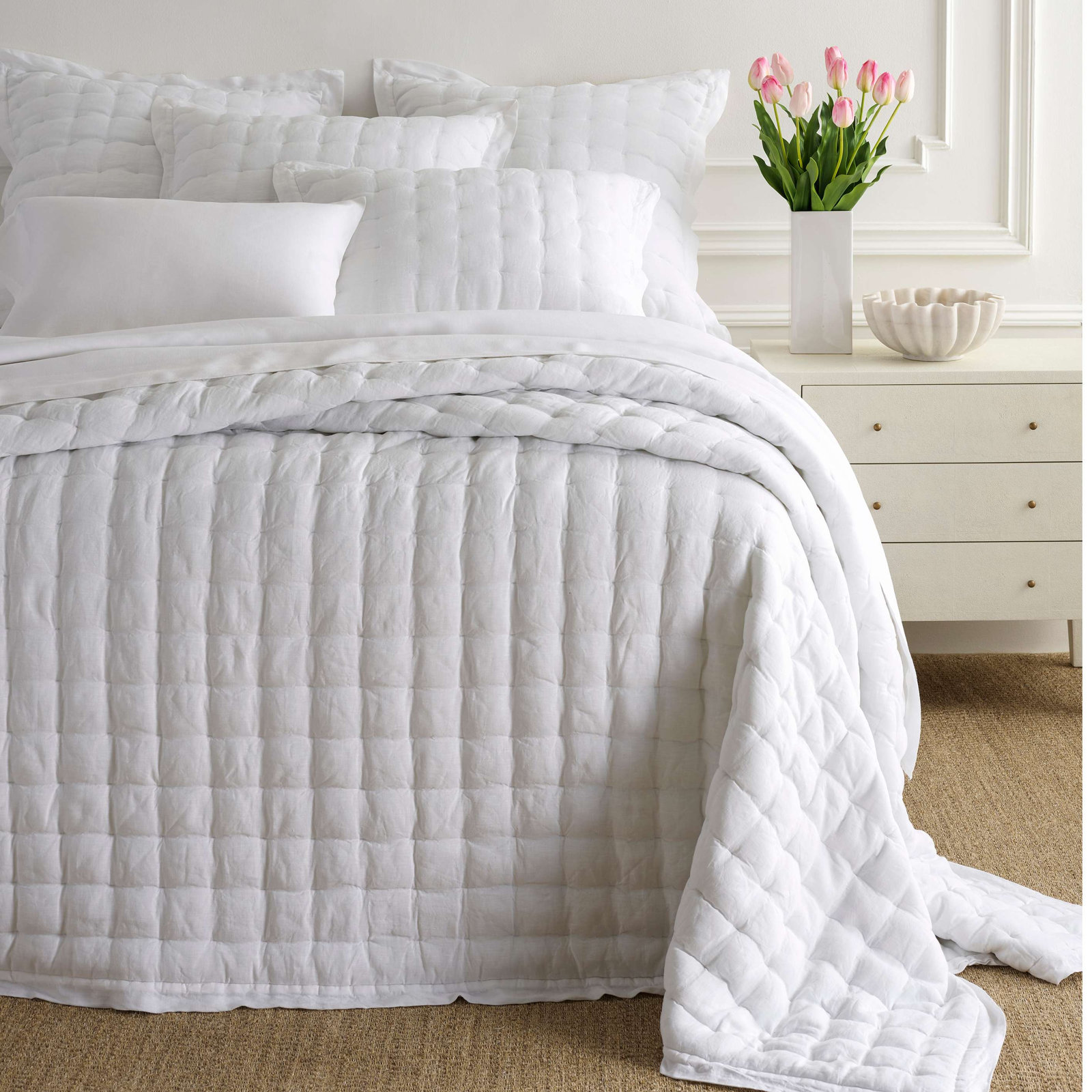 Lush Linen Shams, King, White