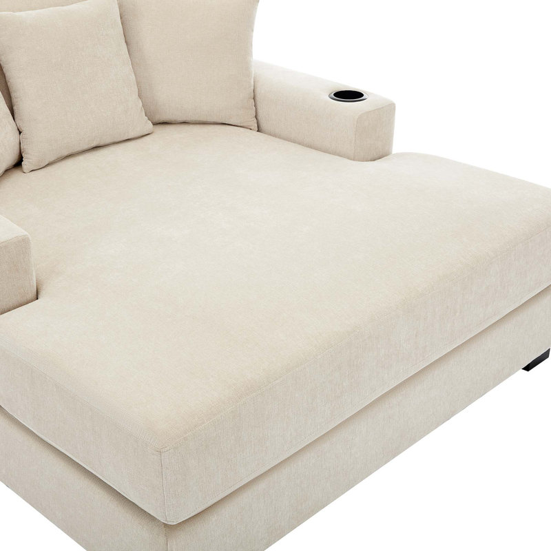 Shanese Upholstered Chaise Lounge, Cream