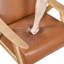 Chaise d'appoint brune pour l'ambiance de la chambre à coucher: bois massif, coussins attachés, finition naturelle, profondeur d'assise de 21 po avec similicuir: structure, dossier et dossier en hévéa, H 31,5 po, l 32 po, P 21 po
