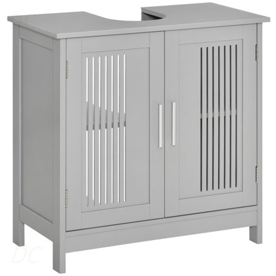 Modern Under Sink Cabinet With 2 Doors, Pedestal Under Sink Bathroom Cupboard, Bathroom Vanity Cabinet With Adjustable Shelves, Gray, Sideboard