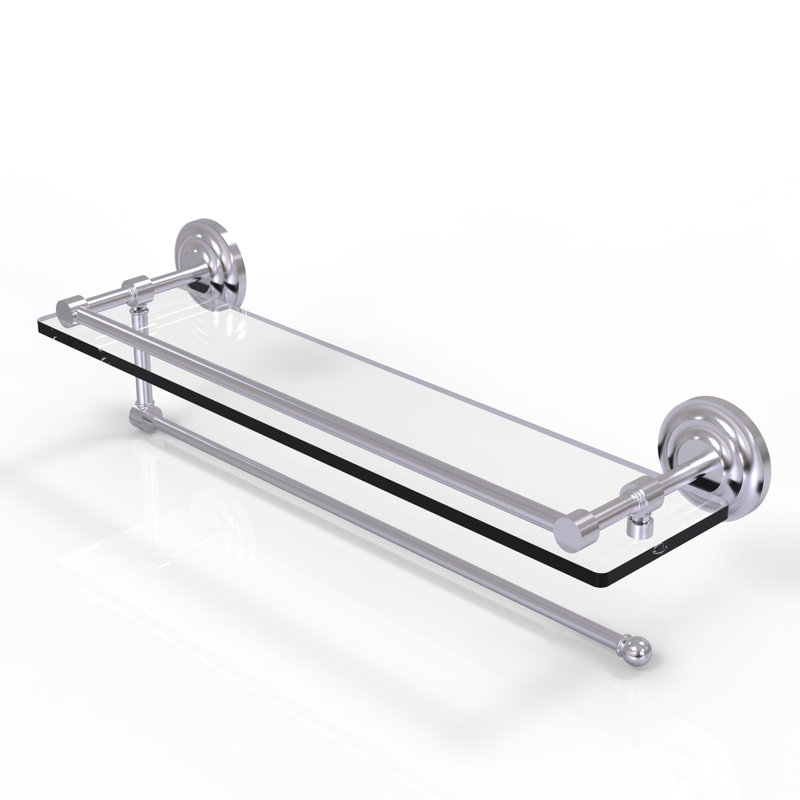 Meira Bracket Shelf with Towel Bar, 5'' H x 16'' W x 5'' D, Polished Chrome