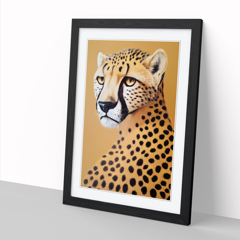 Resting Cheetah - Single Picture Frame Print, Black, 64cm H x 46cm W x 2cm D