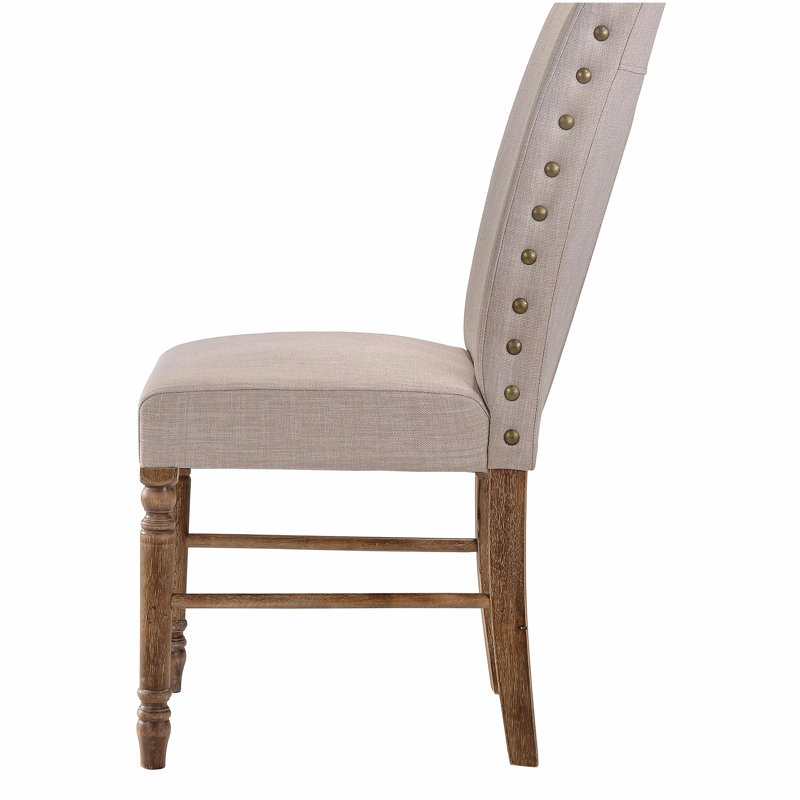 Chaise parsons crème et chêne patiné à dossier serré (ensemble de 2)