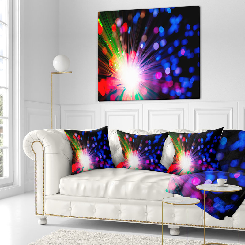 Multicolor Optical Fiber Lighting - Abstract Printed Pillow, 18" x 18", Throw Pillow