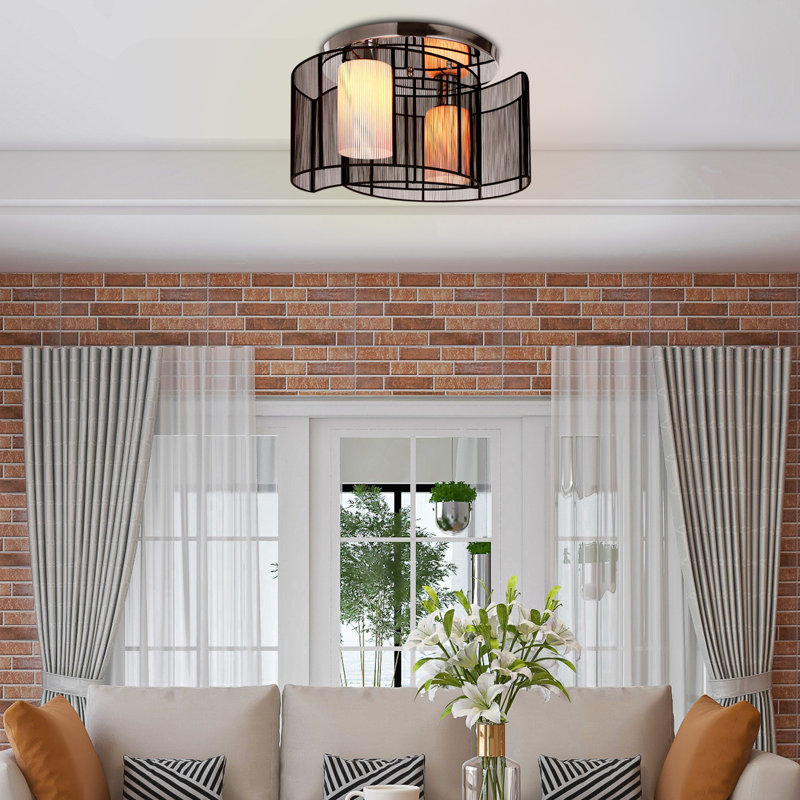 Glass Flush Mount, Black
