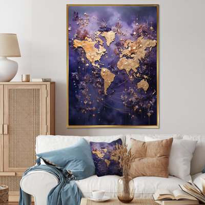 «Ethereal Lavender World Map I», reproduction sur toile