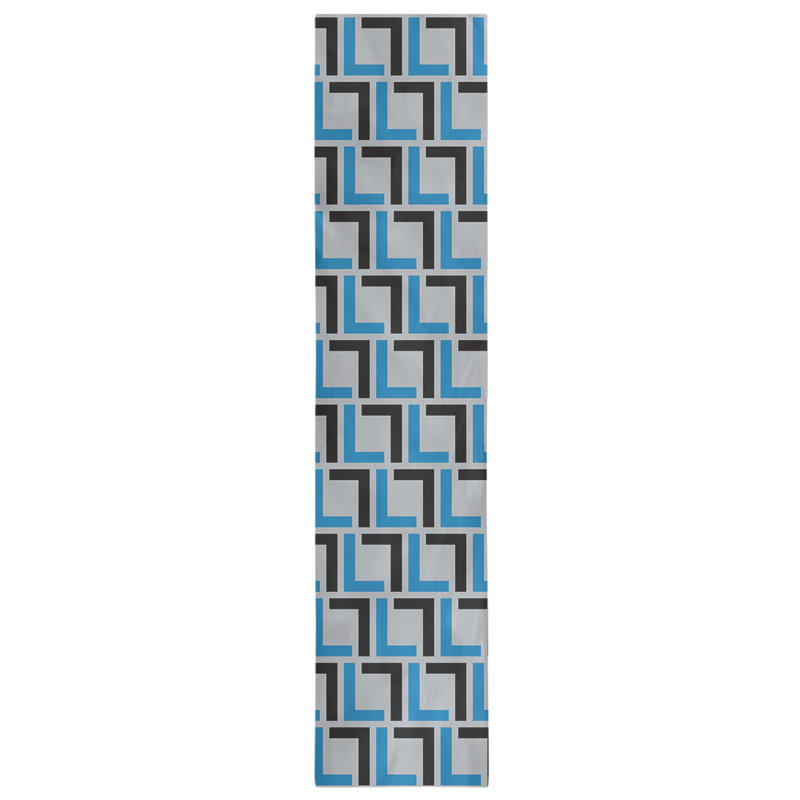 Chemin de table Detroit, 72 po x 16 po, Bleu Honolulu / noir / argent, polyester