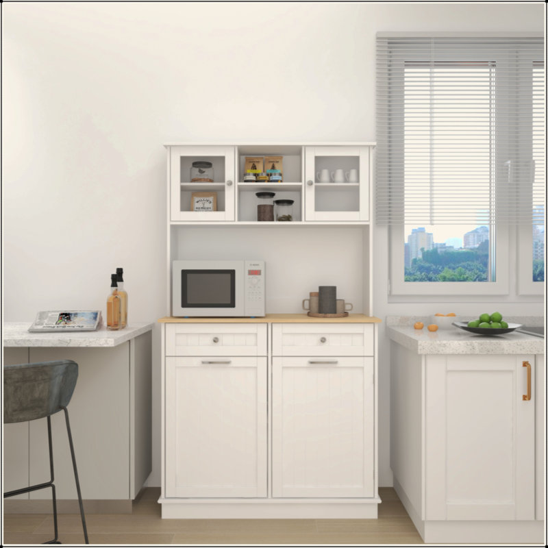 Grande armoire de rangement de 67,7 po avec 3 tablettes réglables, 2 tiroirs et 1 armoire basculante pour la cuisine, la salle à manger et le salon