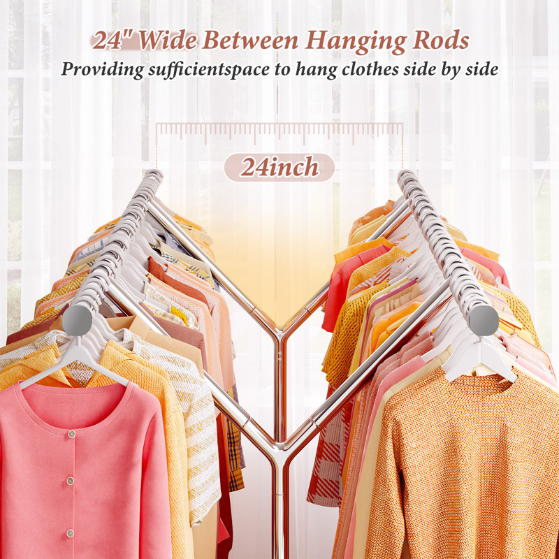 72"h Rolling Clothes Rack With Shelves Heavy Duty Clothing Racks For Hanging Clothes Adjustable Garment Rack With Double Rod