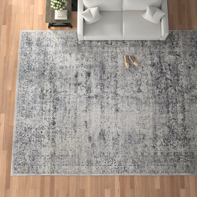 Tapis oriental bleu et gris Lanett