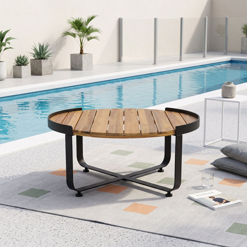 Table d'extérieur moderne en métal de style industriel avec piètement en croix